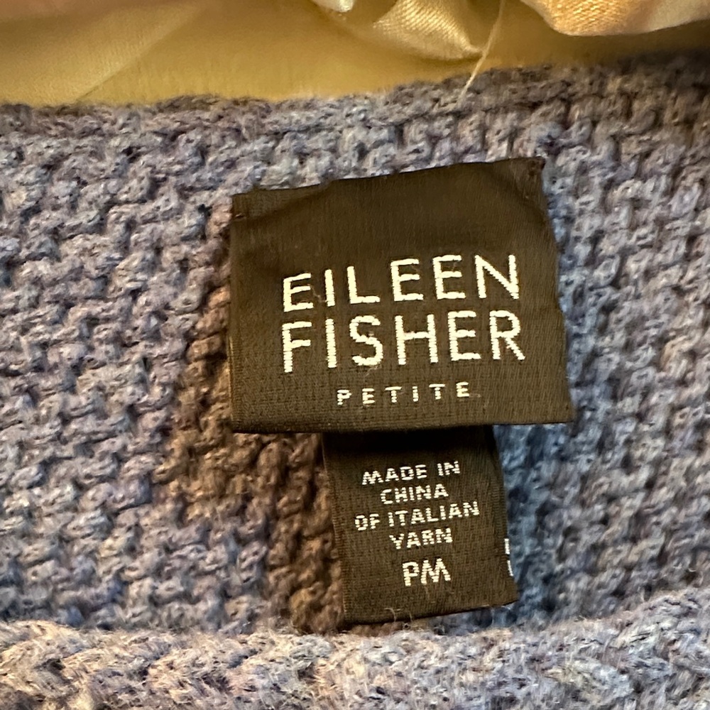 Eileen Fisher Petite Blue Boatneck Sweater – Wool Blend – Size PM – Preowned - Picture 5 of 6